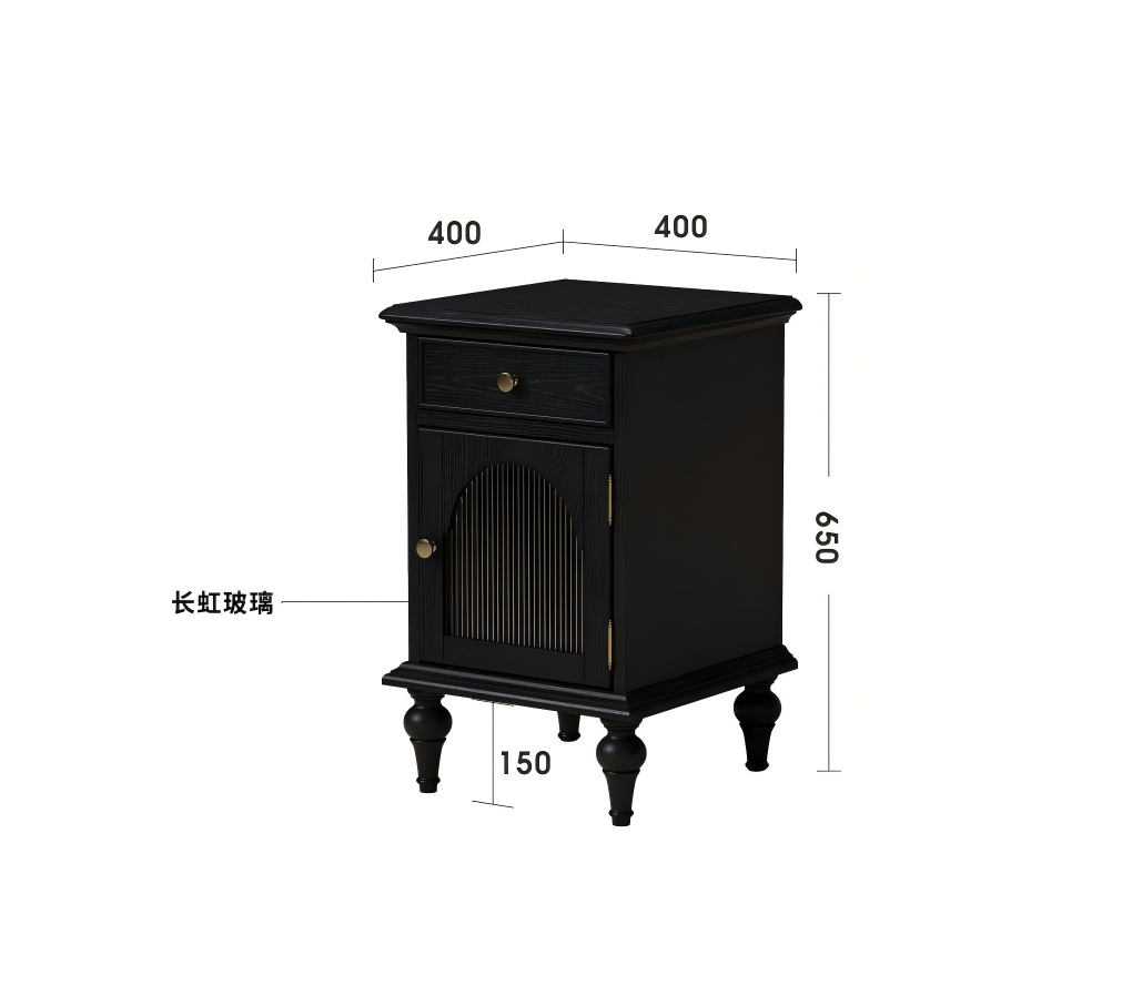 莱克床头柜静谧黑规格图