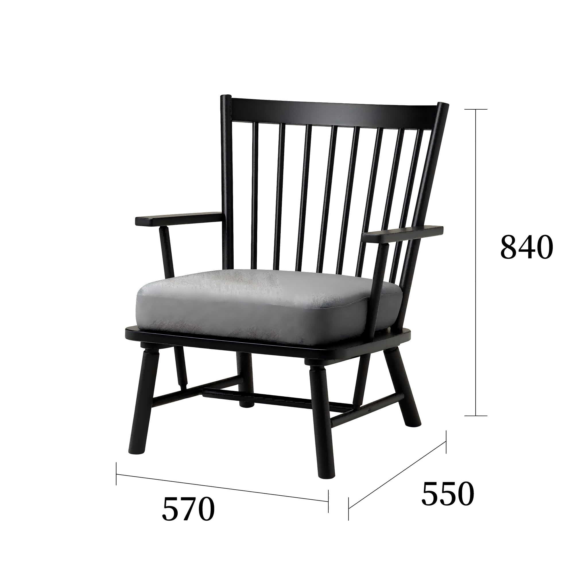 佩斯博尔扶手椅黑色规格图