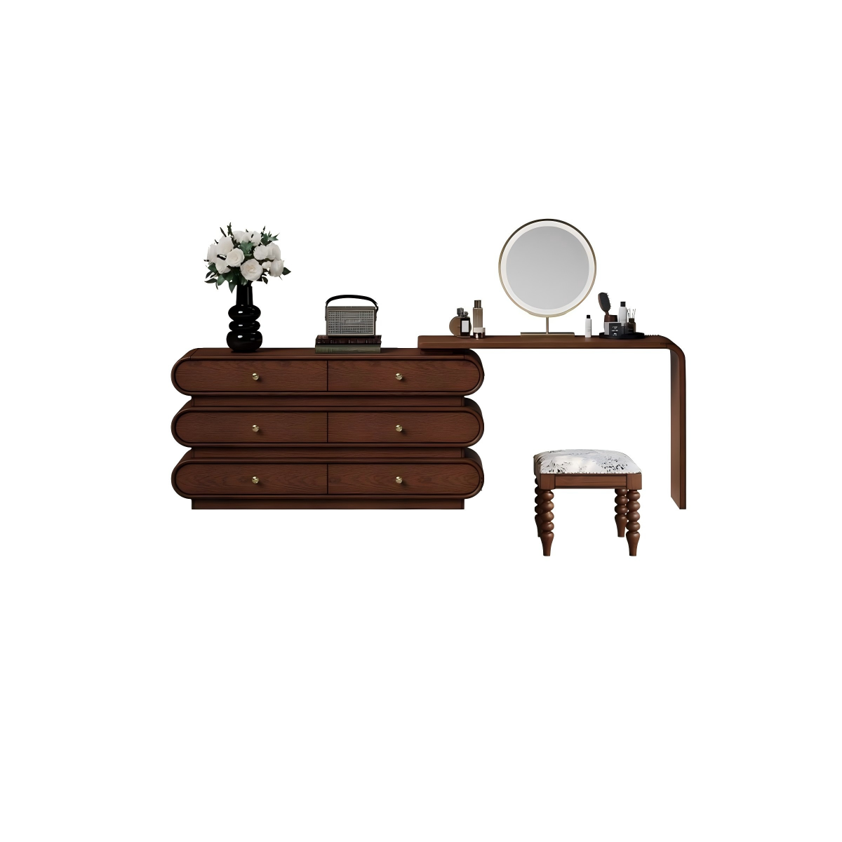 贝蒂梳妆柜带妆凳暮光咖白底图