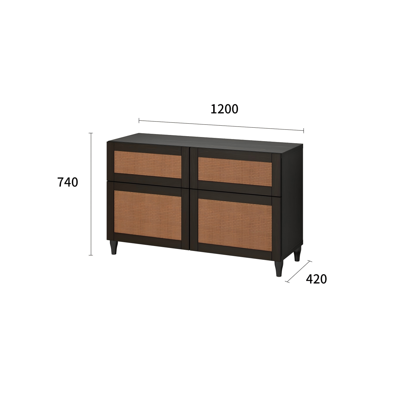 贝达餐边柜黑褐色规格图