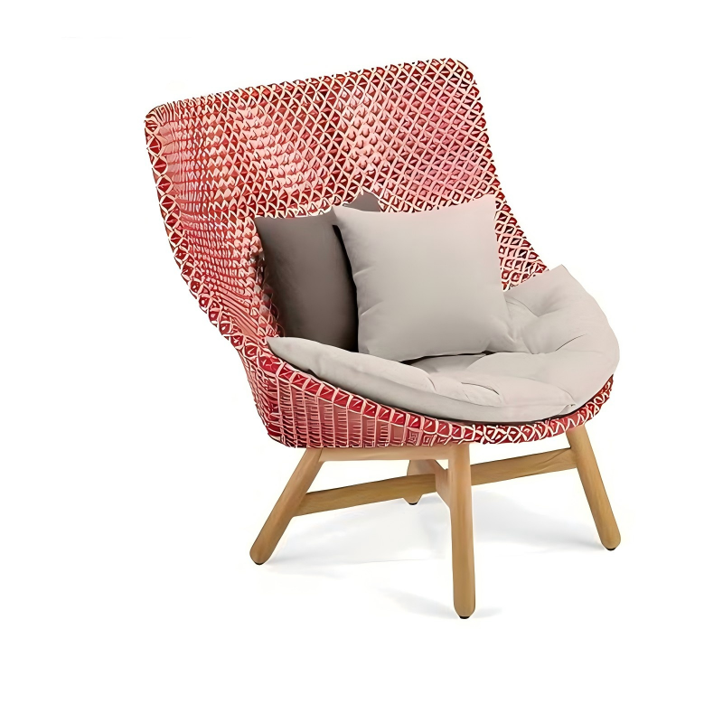 藤筑系列高背休闲椅白底