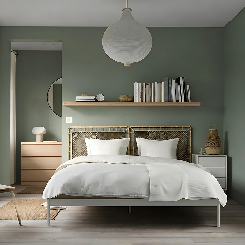 维维斯托床架带床头板白色-1